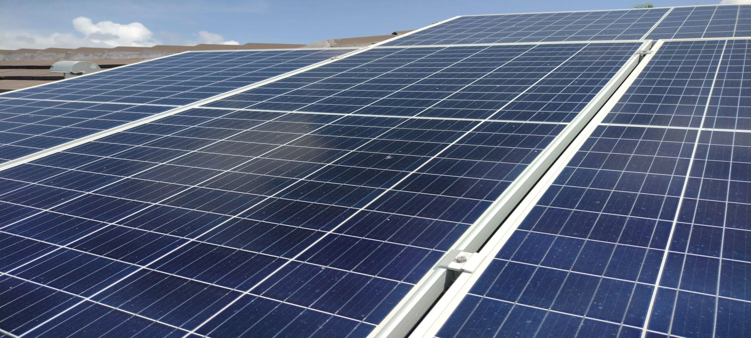Solar panel cleaning close up South Florida