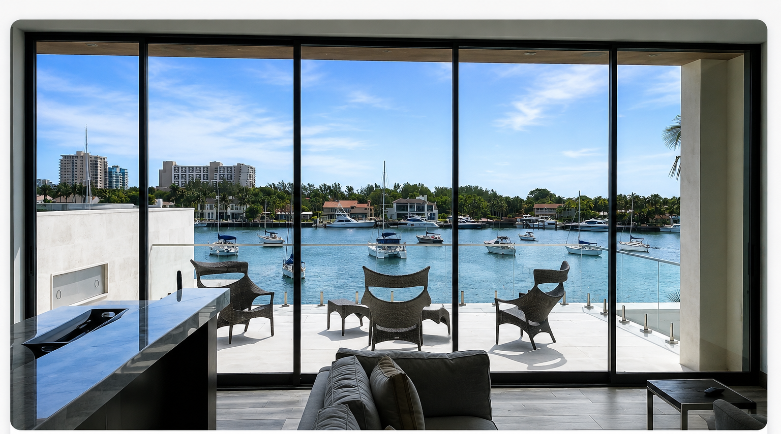 Residential window cleaning South Florida waterfront home